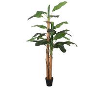 vidaXL Bananier artificiel 19 feuilles 180 cm avec pot en plastique, vert