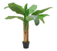 vidaXL Bananier Artificiel 9 Feuilles, Arbre avec Pot en Plastique, Fausse Plante, Decoration d'Entrée Salon Bureau Jardin Patio, 120 cm Vert