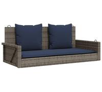 vidaXL Banc à bascule avec coussins Gris 119x56x48 cm Poly rotin