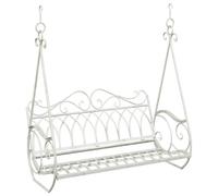 vidaXL Banc à bascule en acier 112 x 60 x 126,5 cm Blanc antique