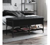 vidaXL Banc à Chaussures, Banquette de Rangement avec Siège, Meuble à Chaussures avec Coussin, Moderne, Noir 102x42x45 cm 835197