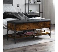 vidaXL Banc à chaussures – Banquette de rangement avec coussin, Chêne fumé 102x42x45 cm