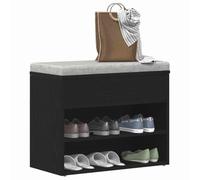vidaXL Banc à Chaussures Chêne Noir 60 x 30 x 45 cm Bois d'ingénierie, Rangement Pratique, Porte-Chaussures Moderne, Organisateur élégant, Banc Compact pour Votre entrée