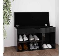 vidaXL Banc à chaussures avec coussin – Noir brillant – 80x30x47 cm – Aggloméré