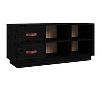 vidaXL Banc à Chaussures Étagère à Chaussures Organisateur de Chaussures Meuble de Rangement Entrée Couloir Noir 100x34x45 cm Bois de Pin Massif