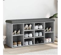 vidaXL Banc à chaussures – Meuble de rangement avec coussin, étagère, Bois d'ingénierie Gris béton