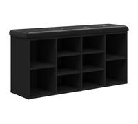 vidaXL Banc à Chaussures, Meuble de Rangement avec Coussin, Banc de Couloir avec Étagère Entrée Salon Intérieur, Moderne, Noir Bois d'Ingénierie