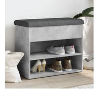 vidaXL Banc à Chaussures, Meuble de Rangement avec Coussin, Banc de Couloir avec Étagère Entrée Salon Intérieur, Moderne, Gris Béton Bois d'Ingénierie