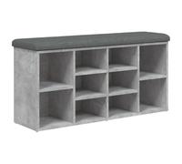 vidaXL Banc à Chaussures, Meuble de Rangement avec Coussin, Banc de Couloir avec Étagère Entrée Salon Intérieur, Moderne, Gris Béton Bois d'Ingénierie
