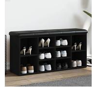 vidaXL Banc à chaussures avec étagère et coussin 102×32×50 cm Noir bois d'ingénierie