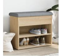 vidaXL Banc à Chaussures, Meuble de Rangement avec Coussin, Banc de Couloir avec Étagère Entrée Salon Intérieur, Moderne, Chêne Sonoma Bois d'Ingénierie
