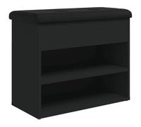 vidaXL Banc à Chaussures, Meuble de Rangement avec Coussin, Banc de Couloir avec Étagère Entrée Salon Intérieur, Moderne, Noir Bois d'Ingénierie