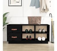 vidaXL Banc à Chaussures Étagère à Chaussures Organisateur de Chaussures Meuble de Rangement Entrée Couloir Noir 100x34x45 cm Bois de Pin Massif