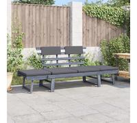 vidaXL Banc de jardin avec coussins 2-en-1 190 cm Gris Bois massif Acacia