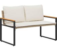 vidaXL Banc avec coussins Beige et blanc crème 115 x 65 x 72 cm Rotin