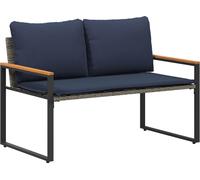 vidaXL Banc avec coussins Gris et bleu marine 115 x 65 x 72 cm Rotin