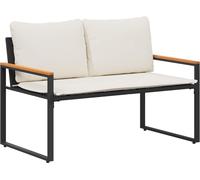 vidaXL Banc avec coussins noir et blanc crème 115 x 65 x 72 cm rotin