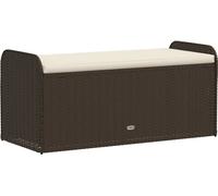 vidaXL Banc avec espace de rangement et coussins Marron 115x51x52 cm Poly rotin