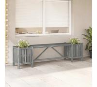 Banc de jardin avec 2 jardinières 150 cm bois d acacia gris