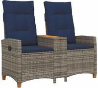 vidaXL Banc avec table gris et bleu marine 126 x 65 x 112 cm