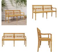 vidaXL Banc Batavia 150 cm en teck massif - Banc Batavia - Bancs Batavia - Bancs de jardin - Bancs