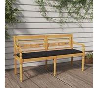 vidaXL Banc Batavia avec coussin anthracite 150 cm bois massif teck