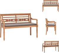 vidaXL Banc Batavia avec coussin gris foncé, 120 cm, en bois massif d'acacia - Bancs de jardin