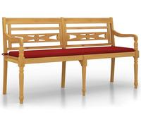 vidaXL Banc Batavia en teck massif 150 cm avec coussin rouge