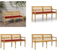 vidaXL Banc Batavia avec coussin rouge 150 cm bois massif teck - Banc - Bancs - Banc de jardin - Banc