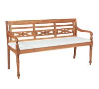 vidaXL Banc Batavia - Teck massif Coussin Vert