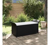 vidaXL Banc coffre avec coussin 138 cm Poly rotin brun