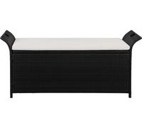 vidaXL Banc coffre avec coussin 138 cm Poly rotin noir