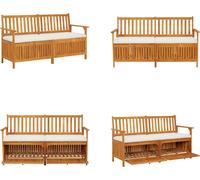 vidaXL Banc coffre avec coussin 148 cm Bois massif Acacia - Banc - Bancs - Banc en bois - Banc en bois massif