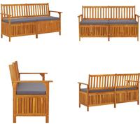 vidaXL Banc coffre avec coussin 148 cm Bois massif Acacia - Banc - Bancs - Banc en bois - Banc en bois massif