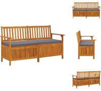 vidaXL Banc coffre avec coussin 148 cm Bois massif acacia - Bancs de jardin