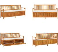 vidaXL Banc coffre avec coussin 170 cm bois massif acacia - Banc - Bancs - Banc en bois - Banc en bois massif