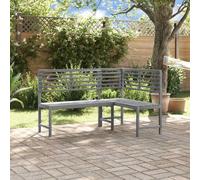vidaXL Banc d'angle de jardin Gris 140 cm Bois massif Acacia