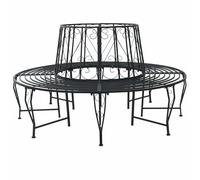 vidaXL Banc d'arbre Ø 160 x 89 cm Acier Noir Rond, Banc élégant pour extérieur, en Acier résistant aux intempéries, mobilier Moderne pour terrasse et Jardin