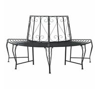 vidaXL Banc d'arbre 4-Nombre de Places 160 x 80 x 89 cm Acier Noir, Banc élégant pour extérieur, en Acier résistant aux intempéries, mobilier Moderne pour terrasse et Jardin