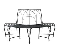 vidaXL Banc d'arbre 4-Nombre de Places 160 x 80 x 89 cm Acier Noir, Banc élégant pour extérieur, en Acier résistant aux intempéries, mobilier Moderne pour terrasse et Jardin