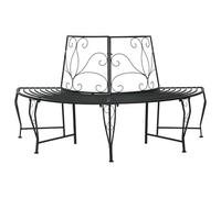 vidaXL Banc d'arbre 4-Nombre de Places 160 x 80 x 89 cm Acier Noir, Banc élégant pour extérieur, en Acier résistant aux intempéries, mobilier Moderne pour terrasse et Jardin