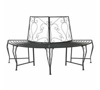 vidaXL Banc d'arbre 4-Nombre de Places 160 x 80 x 89 cm Acier Noir, Banc élégant pour extérieur, en Acier résistant aux intempéries, mobilier Moderne pour terrasse et Jardin