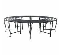 vidaXL Banc d'arbre 8-Nombre de Places Ø 160 x 44 cm Acier Noir Rond, Banc élégant pour extérieur, en Acier résistant aux intempéries, mobilier Moderne pour terrasse et Jardin