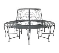 vidaXL Banc en forme d'arbre, 8 places, Ø 160 x 89 cm, acier gris argenté, rond