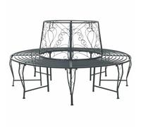 vidaXL Banc d'arbre 8-Nombre de Places Ø 160 x 89 cm Acier, Banc élégant pour extérieur, en Acier résistant aux intempéries, mobilier Moderne pour terrasse et Jardin