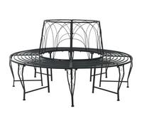 vidaXL Banc d'arbre 8-Nombre de Places Ø 160 x 89 cm Acier Noir Rond, Banc élégant pour extérieur, en Acier résistant aux intempéries, mobilier Moderne pour terrasse et Jardin