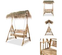 vidaXL Banc de balançoire 2 places avec feuilles de palmier bambou 202 cm - balançoires hollywoodiennes