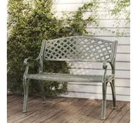 vidaXL Banc de jardin 102 cm en fonte d'aluminium vert à motifs