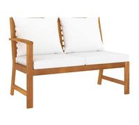 vidaXL Banc de jardin 114,5 cm avec coussins Bois massif acacia blanc crème