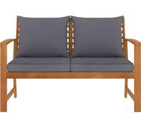vidaXL – Banc de jardin 120 cm – Bois massif d'acacia avec coussins gris foncé